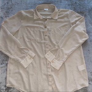 Light brown Button down blouse /shirt see through